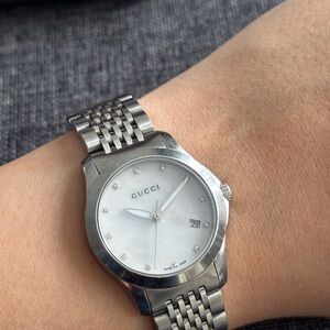 Gucci watch -  mother of pearl with diamonds